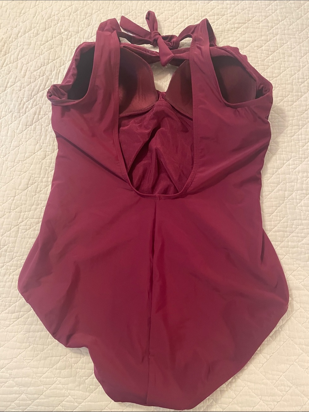 Swimsuits For All Burgundy Twist-Front One-Piece Swimsuit - Picture 2 of 3